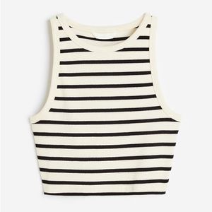 H&M striped beige crop tank top